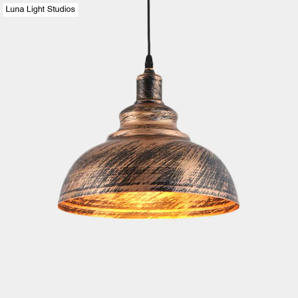 Rustic Countryside Barn Pendant Lamp - 1-Head 12’/16’ Wide Metallic Hanging Light Fixture For