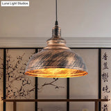 Rustic Countryside Barn Pendant Lamp - 1-Head 12’/16’ Wide Metallic Hanging Light Fixture For