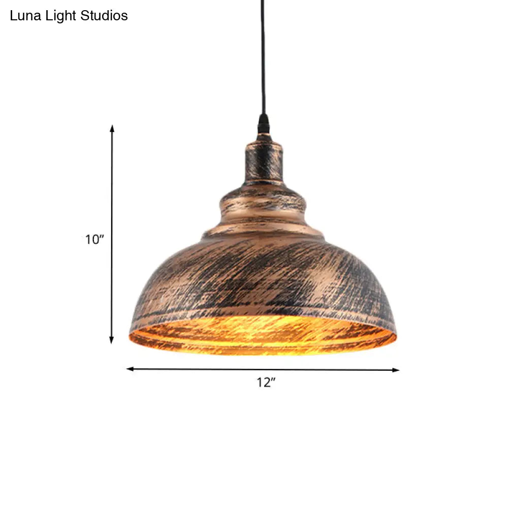 Countryside Barn Hanging Light - Rustic 1-Head Pendant Lamp For Restaurants 12/16 Wide Metallic