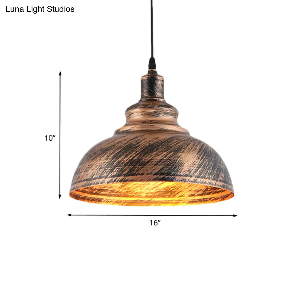 Rustic Countryside Barn Pendant Lamp - 1-Head 12’/16’ Wide Metallic Hanging Light Fixture For