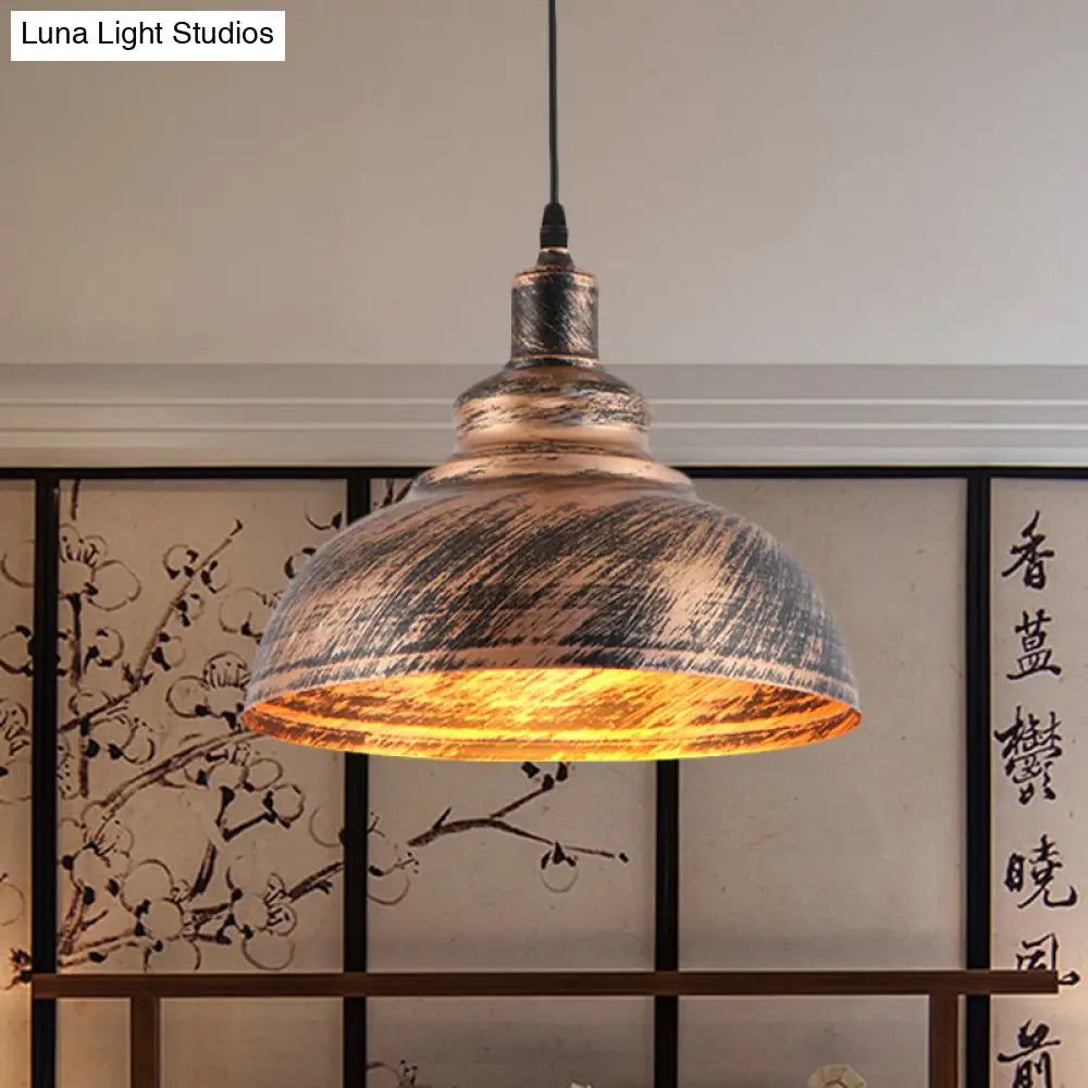 Countryside Barn Hanging Light - Rustic 1-Head Pendant Lamp For Restaurants 12/16 Wide Metallic