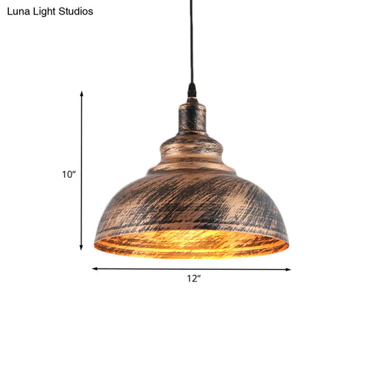 Rustic Countryside Barn Pendant Lamp - 1-Head 12’/16’ Wide Metallic Hanging Light Fixture For