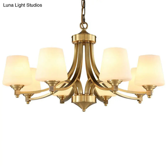 Rustic Cream Glass Gold Bud Chandelier Pendant Light For Living Room