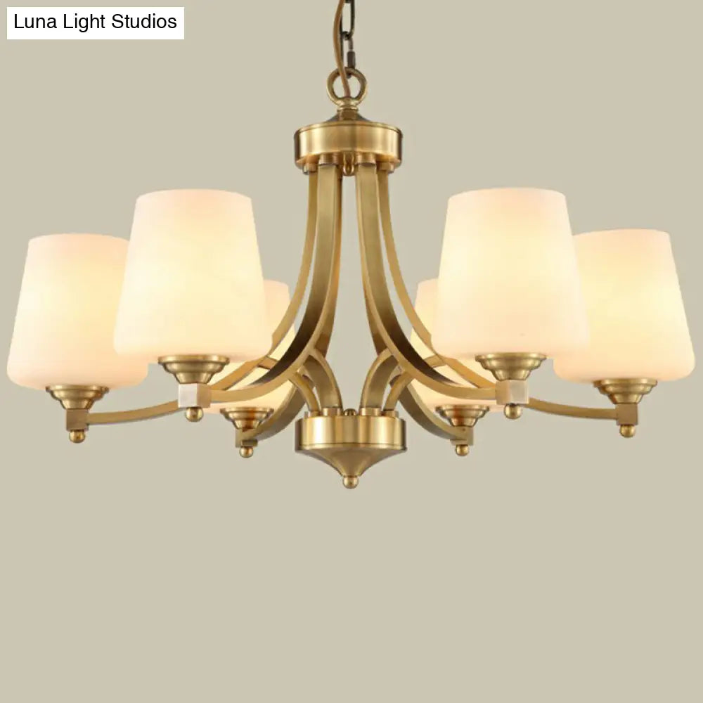 Rustic Cream Glass Gold Bud Chandelier Pendant Light For Living Room