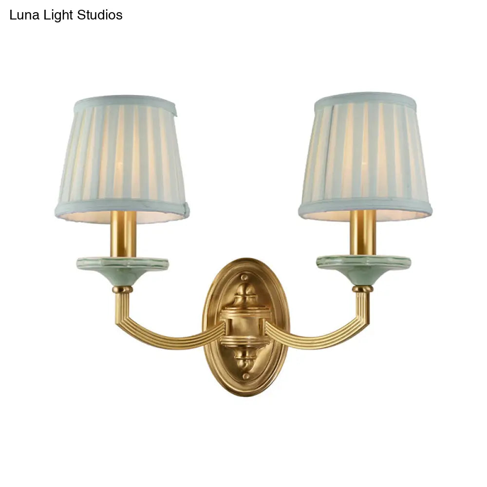 Rustic Drum Wall Mount Light - Countryside 1/2-Head Sconce Lamp In Brass