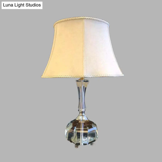 Rustic Fabric Bedside Lamp With Crystal Base For Bedroom