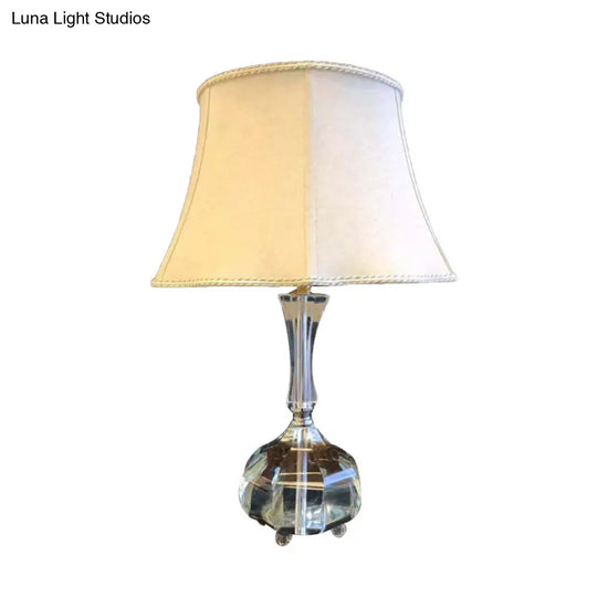 Rustic Fabric Bedside Lamp With Crystal Base For Bedroom