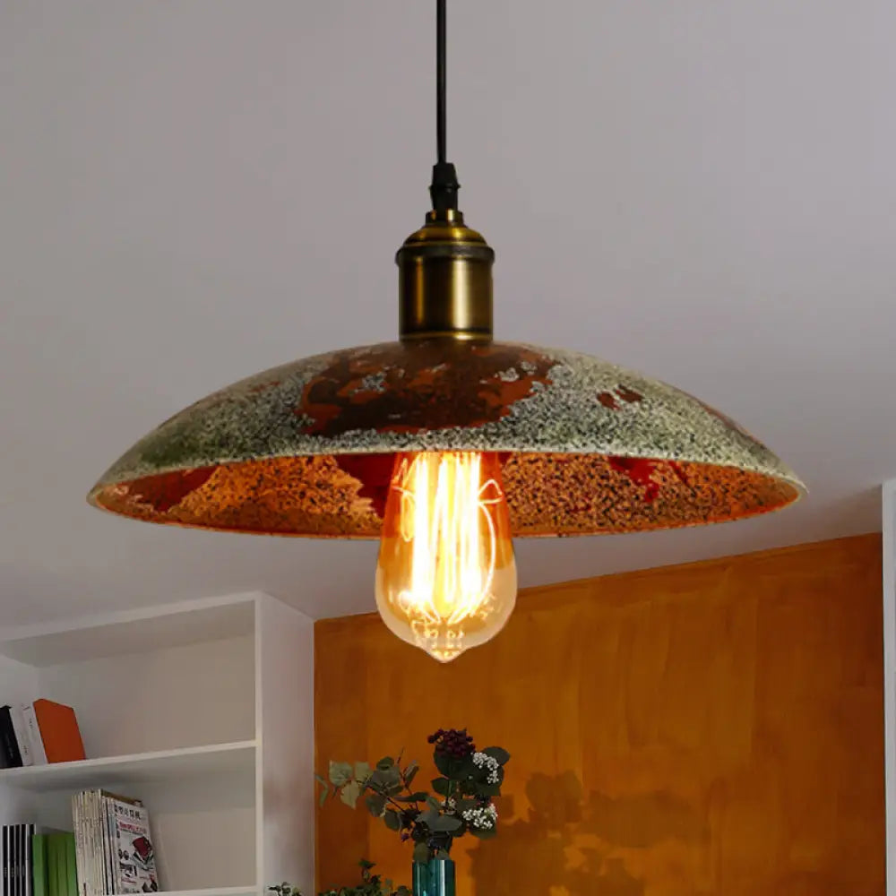 Rustic Farmhouse Hanging Ceiling Light - Wrought Iron Pendant Lamp With Cord Rust