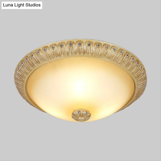 Rustic Frosted Glass Dome Wall Sconce With 3 Bulbs - Gold Lighting Idea 16’/19.5’ Wide