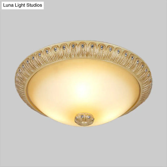 Rustic Frosted Glass Dome Wall Sconce With 3 Bulbs - Gold Lighting Idea 16/19.5 Wide