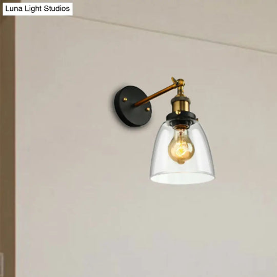 Rustic Glass Wall Sconce With Plug-In Cord - Clear 1-Light Fixture For Bedroom