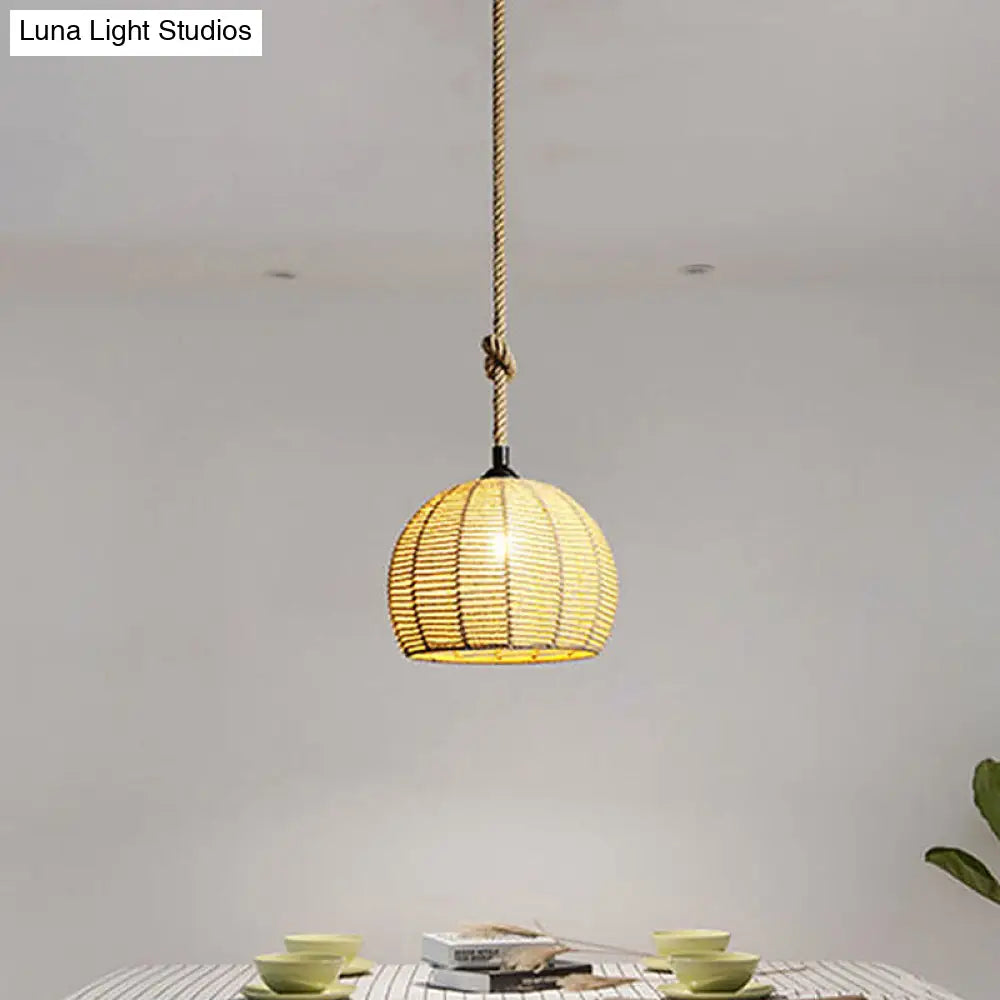 Rustic Black/Brown Pendant Lamp - 1-Light Half-Globe Ceiling Hang Light For Dining Table 10/12 Wide