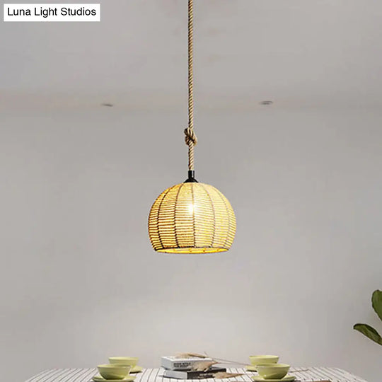 Rustic Black/Brown Pendant Lamp - 1-Light Half-Globe Ceiling Hang Light For Dining Table 10/12 Wide