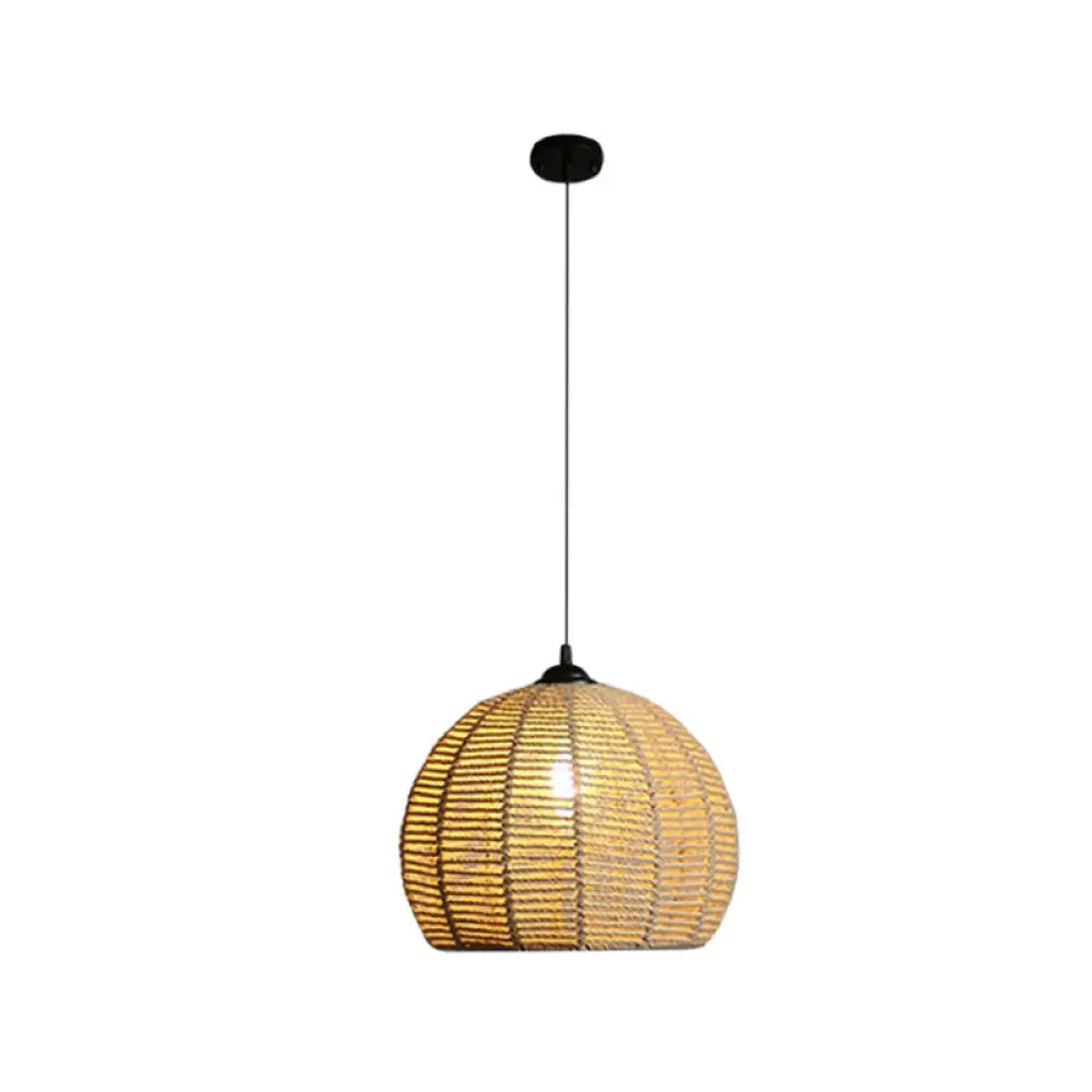 Rustic Hemp Rope Pendant Lamp For Dining Table - 1-Light Black/Brown 10’/12’ Wide Black / 10’