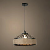 Rustic Hemp Rope Pendant Light Fixture In Brown - Vintage Wrapped Hanging Lamp With 1 Bulb / D