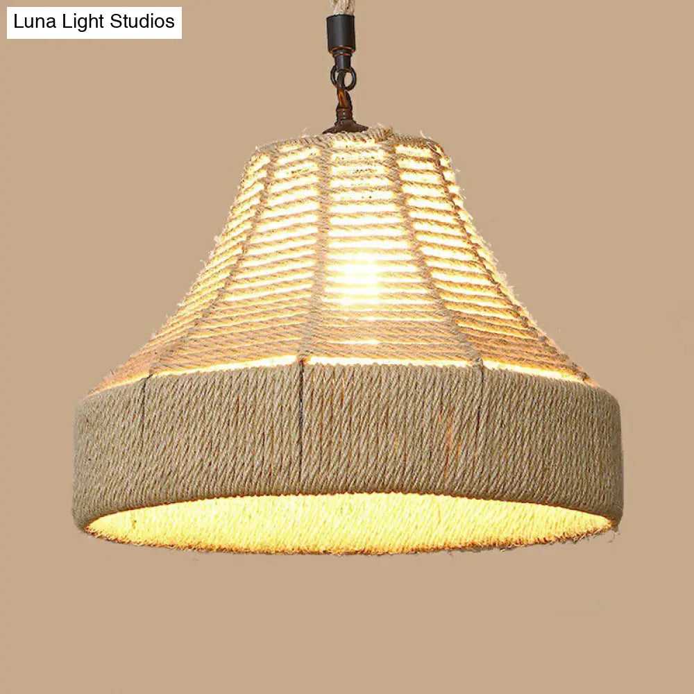 Hemp Rope Pendant Light With Rustic Charm - Brown Bulb Included / G