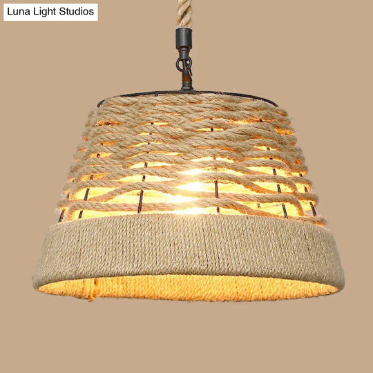Hemp Rope Pendant Light With Rustic Charm - Brown Bulb Included / E
