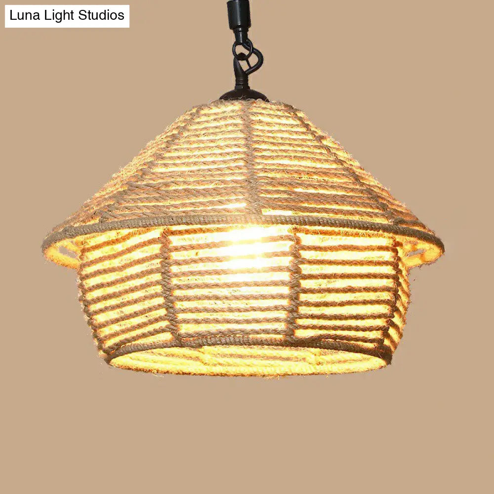 Hemp Rope Pendant Light With Rustic Charm - Brown Bulb Included / I