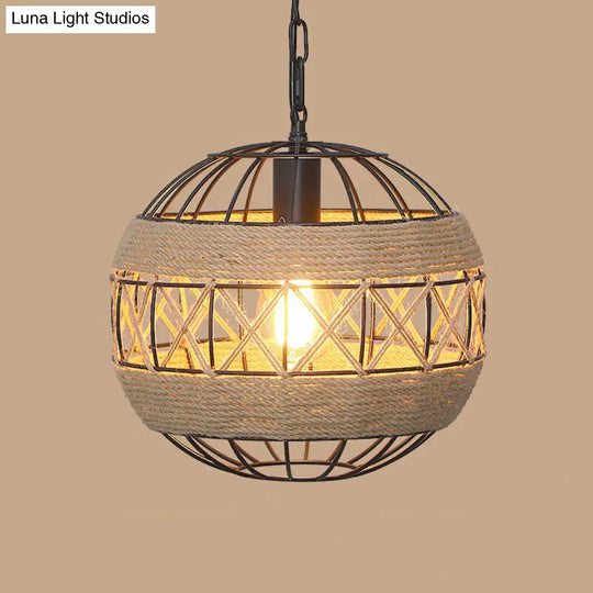 Hemp Rope Pendant Light With Rustic Charm - Brown Bulb Included / F