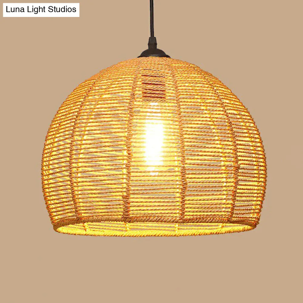 Hemp Rope Pendant Light With Rustic Charm - Brown Bulb Included / B