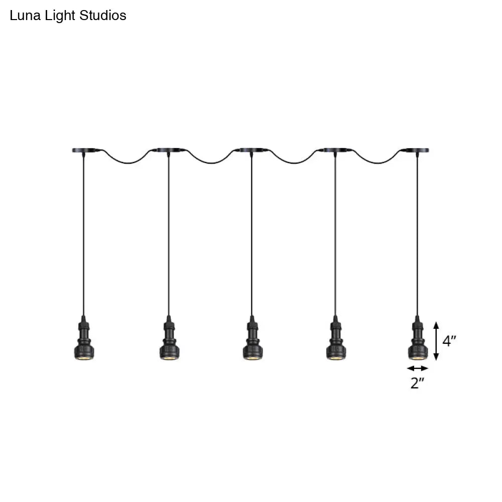 Rustic Iron Multi-Head Ceiling Light With Tandem Pendulum Design For Coffee Shops - Shop Led Pendant