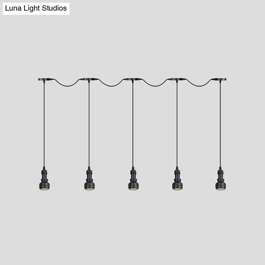 Rustic Iron Ceiling Light With Led Bulbs - Perfect For Coffee Shops Black Finish Available In 3/5/7