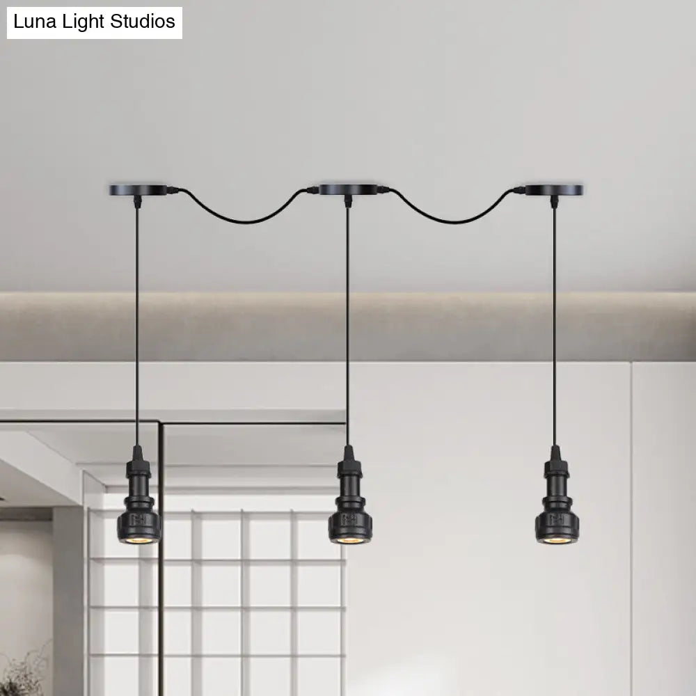 Rustic Iron Multi-Head Ceiling Light With Tandem Pendulum Design For Coffee Shops - Shop Led Pendant