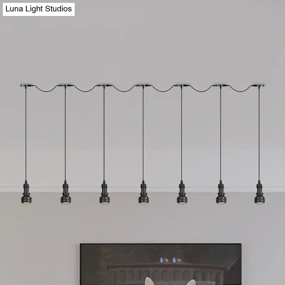 Rustic Iron Multi-Head Ceiling Light With Tandem Pendulum Design For Coffee Shops - Shop Led Pendant