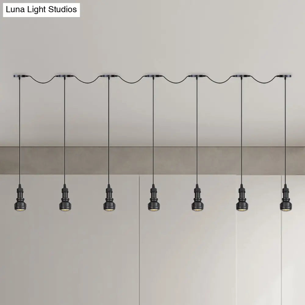 Rustic Iron Multi-Head Ceiling Light With Tandem Pendulum Design For Coffee Shops - Shop Led Pendant