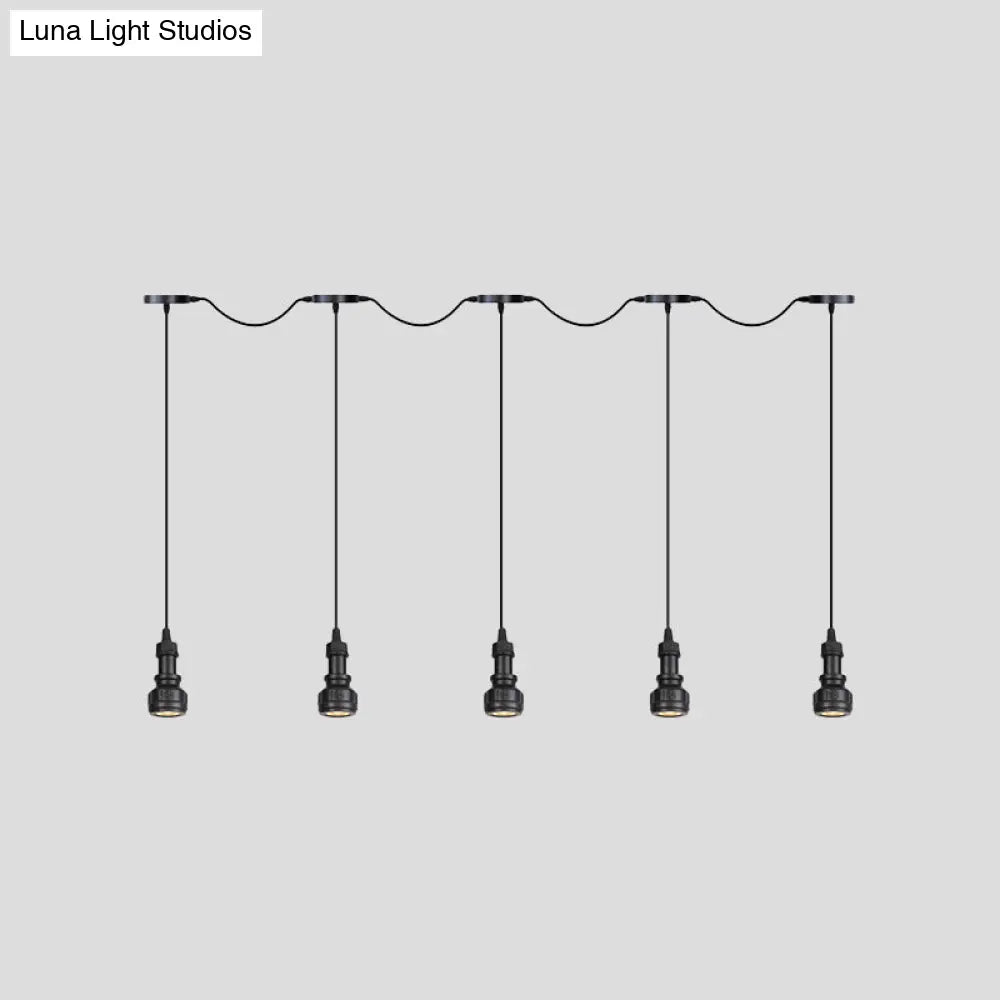 Rustic Iron Multi-Head Ceiling Light With Tandem Pendulum Design For Coffee Shops - Shop Led Pendant