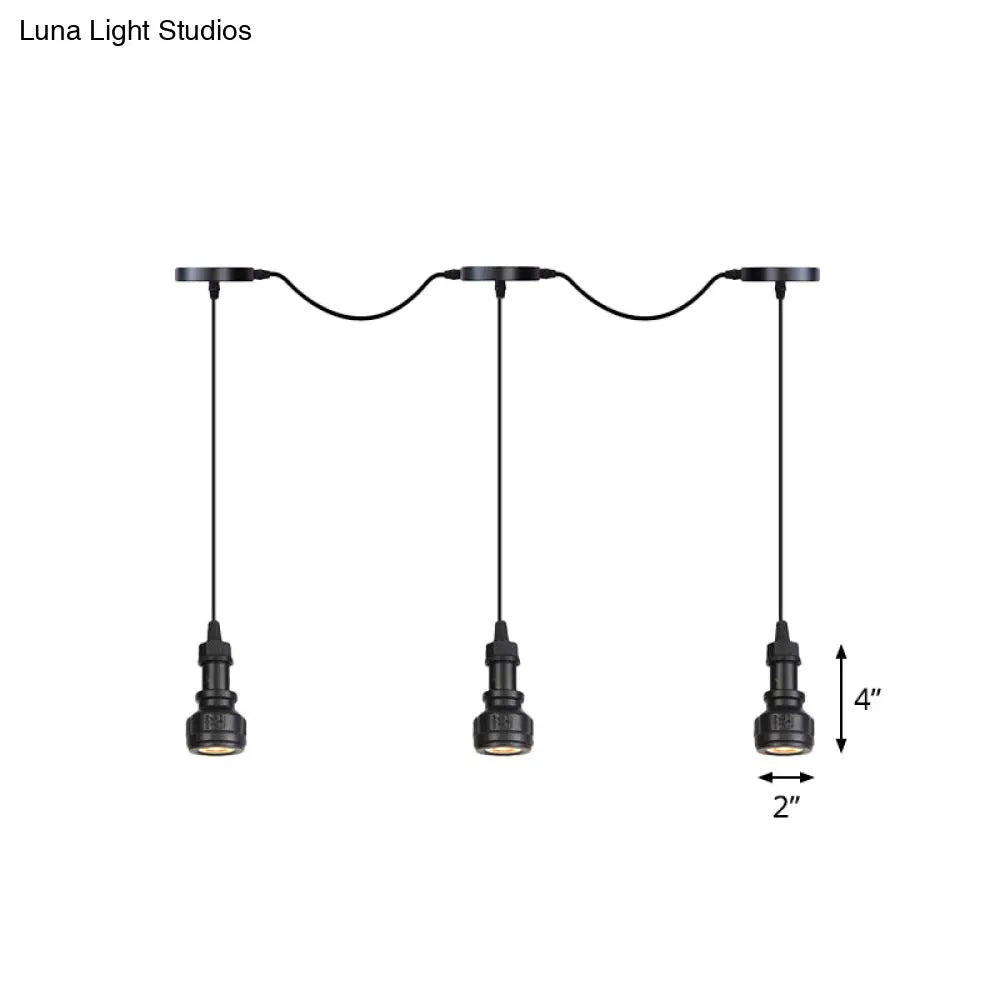 Rustic Iron Ceiling Light With Led Bulbs - Perfect For Coffee Shops Black Finish Available In 3/5/7