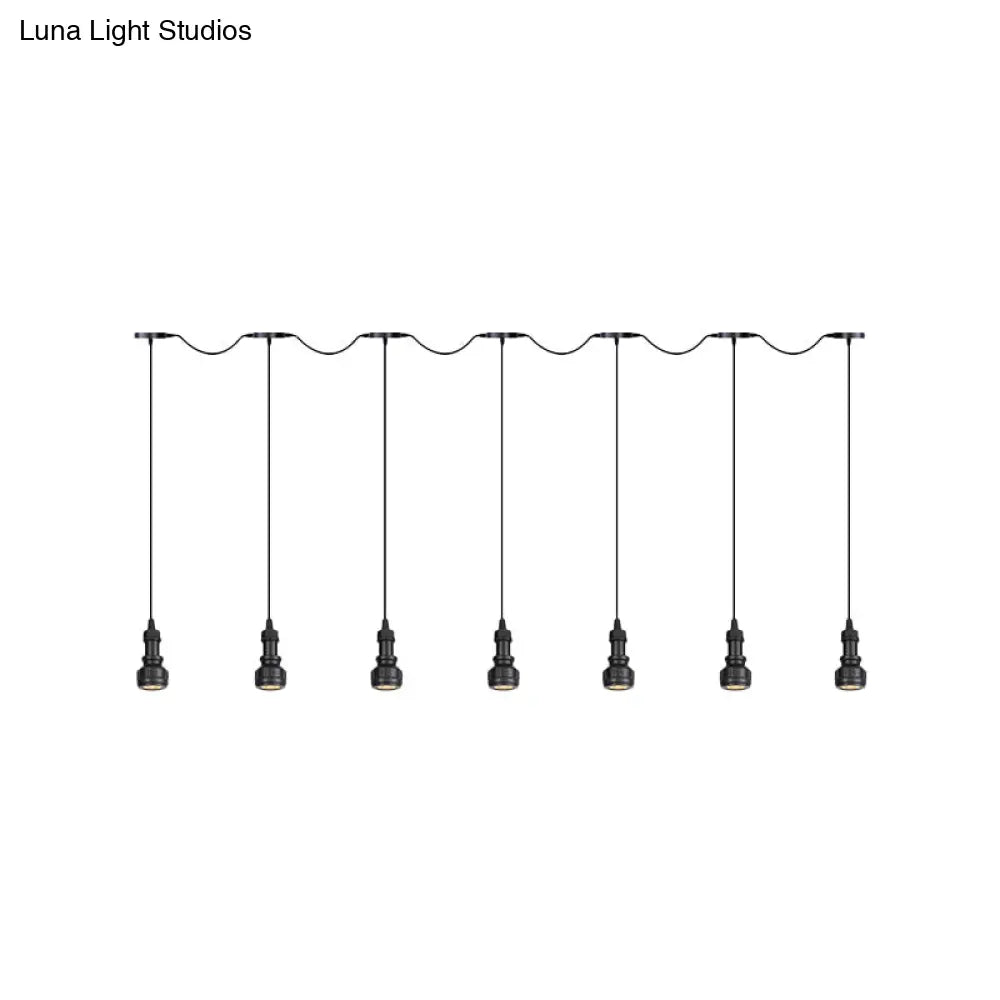 Rustic Iron Multi-Head Ceiling Light With Tandem Pendulum Design For Coffee Shops - Shop Led Pendant