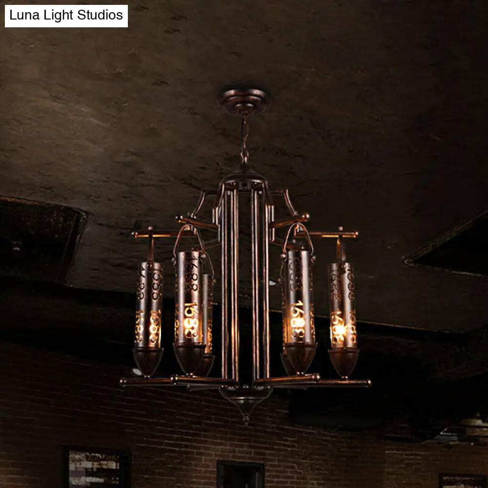 Rustic Iron Flute Hanging Light With Creative Number Design Chandelier For Bars