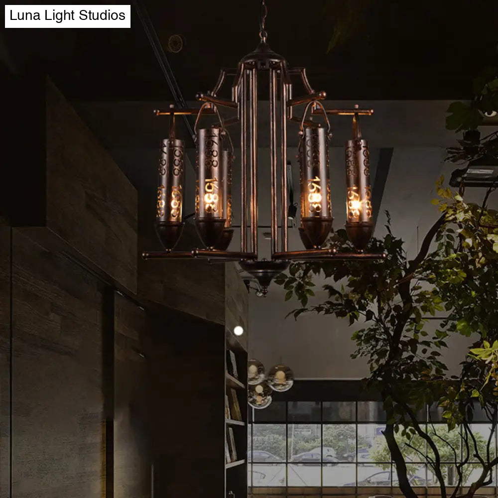 Rustic Iron Flute Hanging Light: Creative Chandelier With Number Design Perfect For Bars