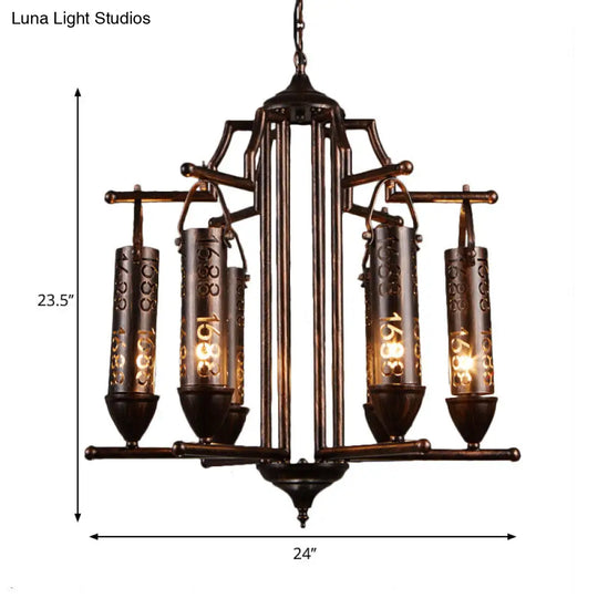 Rustic Iron Flute Hanging Light With Creative Number Design Chandelier For Bars