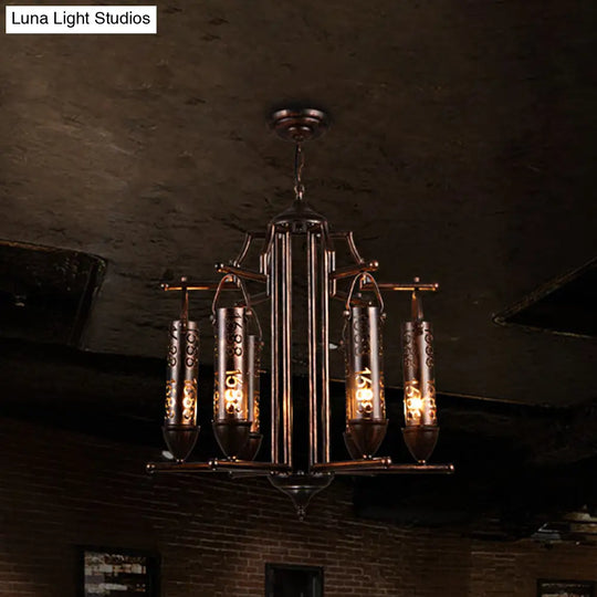 Rustic Iron Flute Hanging Light: Creative Chandelier With Number Design Perfect For Bars