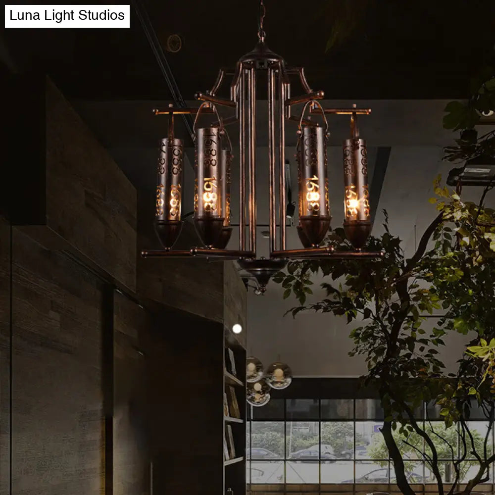 Rustic Iron Flute Hanging Light With Creative Number Design Chandelier For Bars