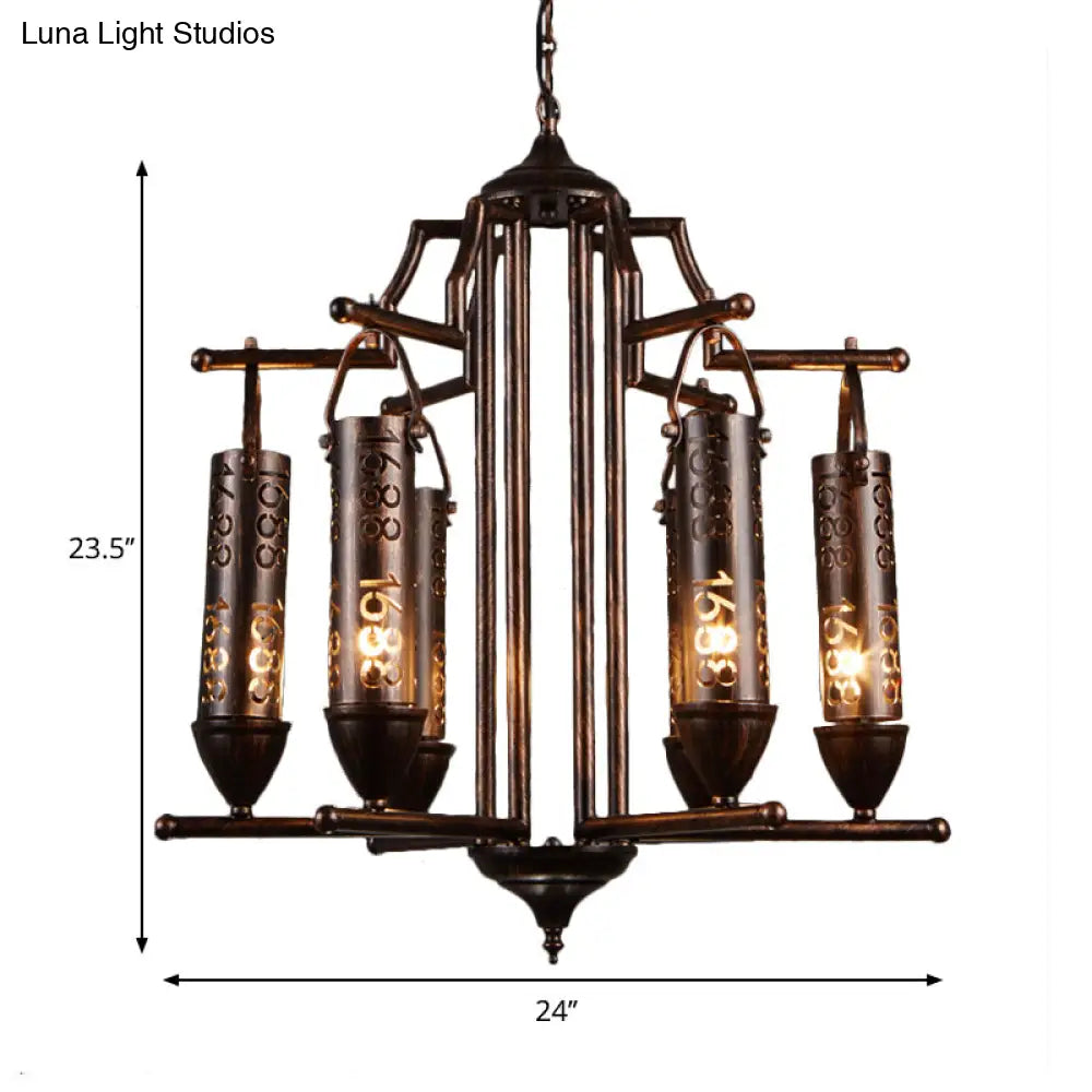 Rustic Iron Flute Hanging Light: Creative Chandelier With Number Design Perfect For Bars