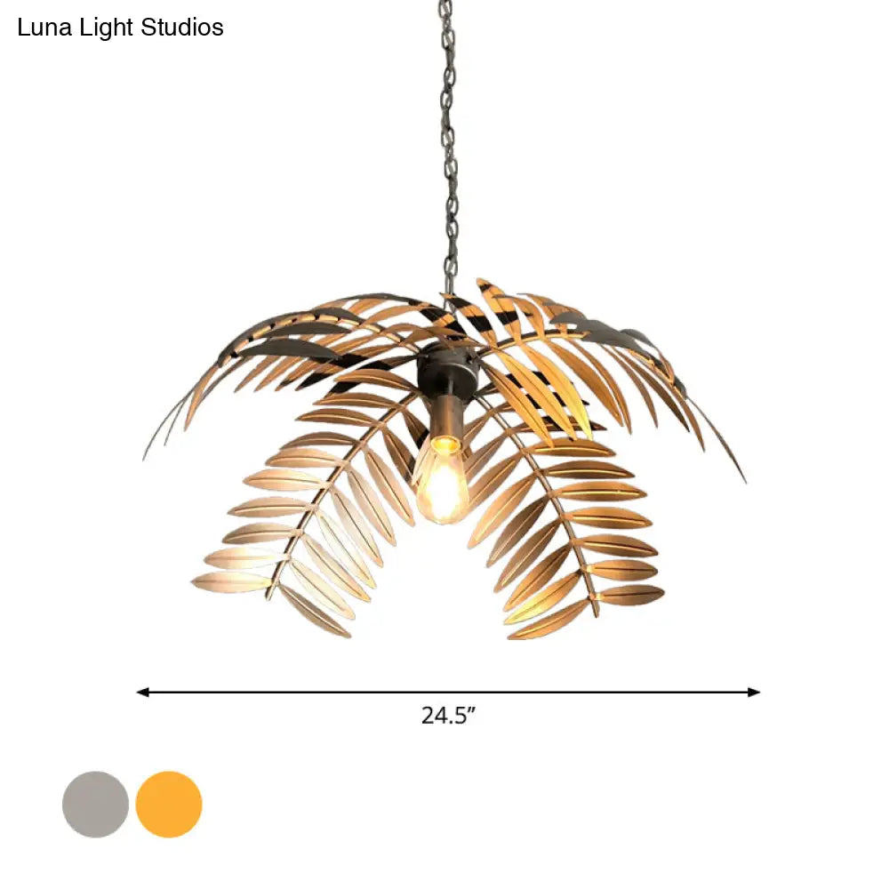 Rustic Iron Leaf Pendant Light For Restaurants - Suspension Ceiling Lamp