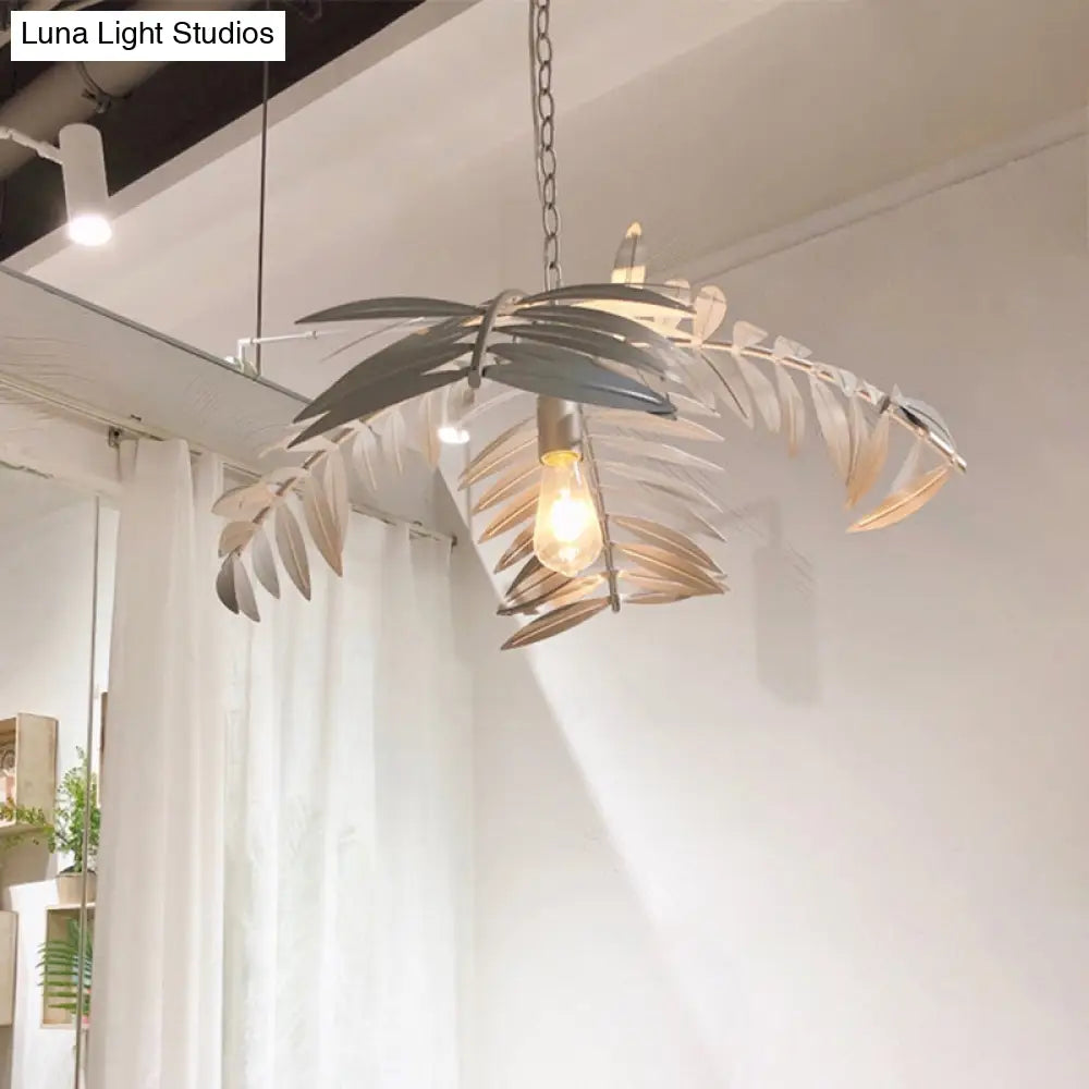 Rustic Iron Leaf Pendant Light For Restaurants - Suspension Ceiling Lamp