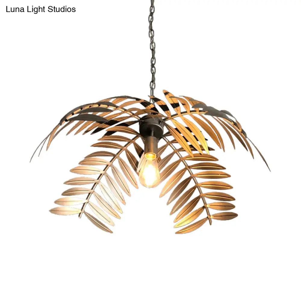 Rustic Iron Leaf Pendant Light For Restaurants - Suspension Ceiling Lamp