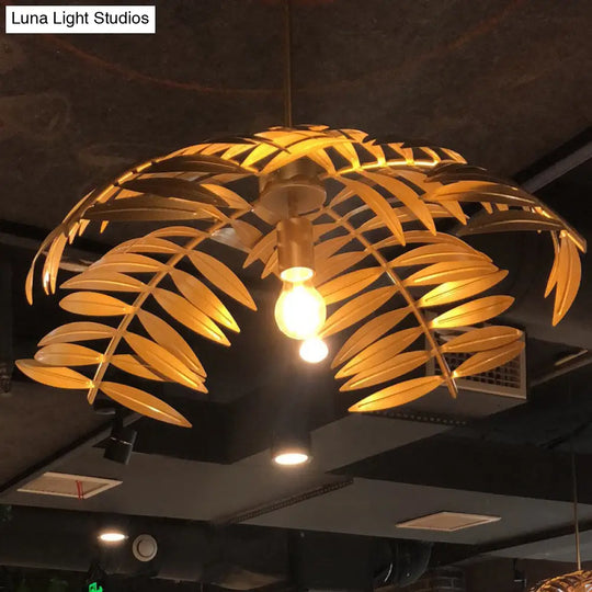 Rustic Iron Leaf Pendant Light For Restaurants - Suspension Ceiling Lamp