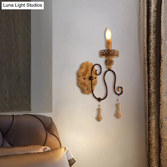 Rustic Iron Swirled Arm Wall Light With Distressed White Finish - 1/2 Lights Bedroom Mounted