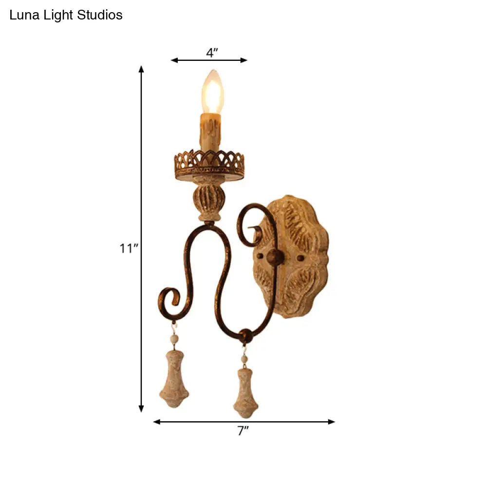 Rustic Iron Swirled Arm Wall Light With Distressed White Finish - 1/2 Lights Bedroom Mounted