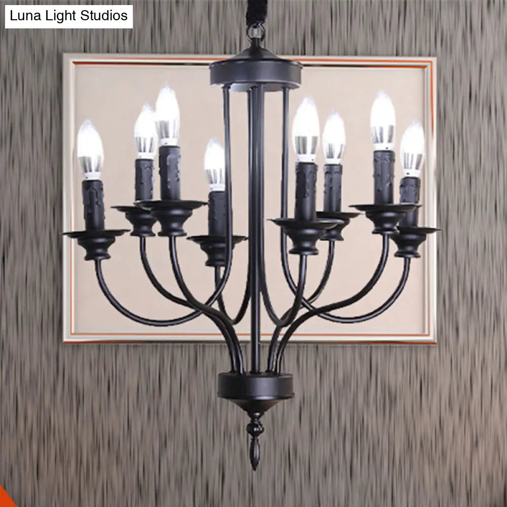 Rustic Lodge Black Chandelier: Multi-Light Metallic Indoor Hanging Lamp