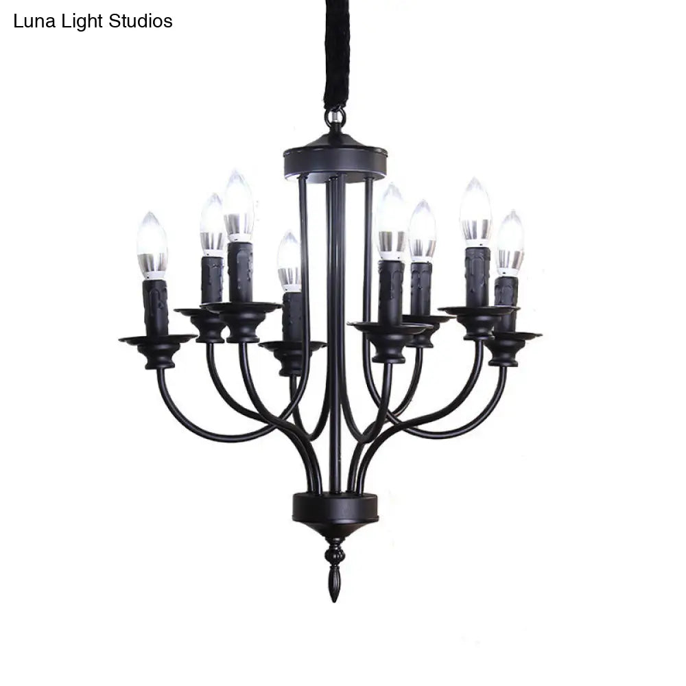 Rustic Lodge Black Chandelier: Multi-Light Metallic Indoor Hanging Lamp