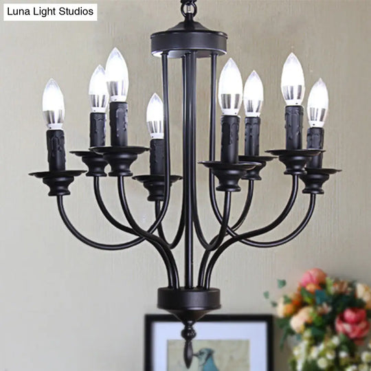 Rustic Lodge Black Chandelier: Multi-Light Metallic Indoor Hanging Lamp