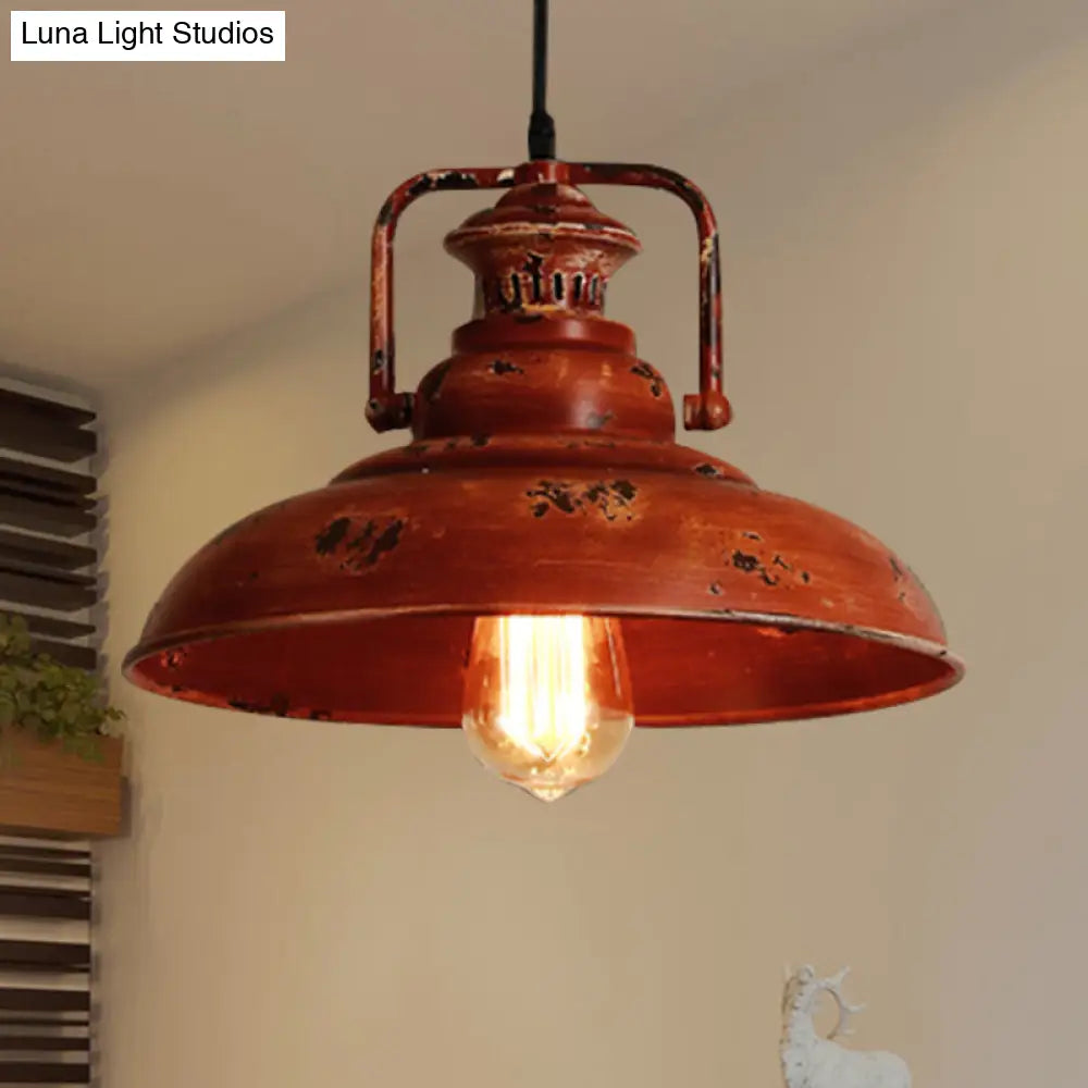 Rustic Industrial Barn Ceiling Light With Adjustable Cord - Perfect For Restaurants Rust