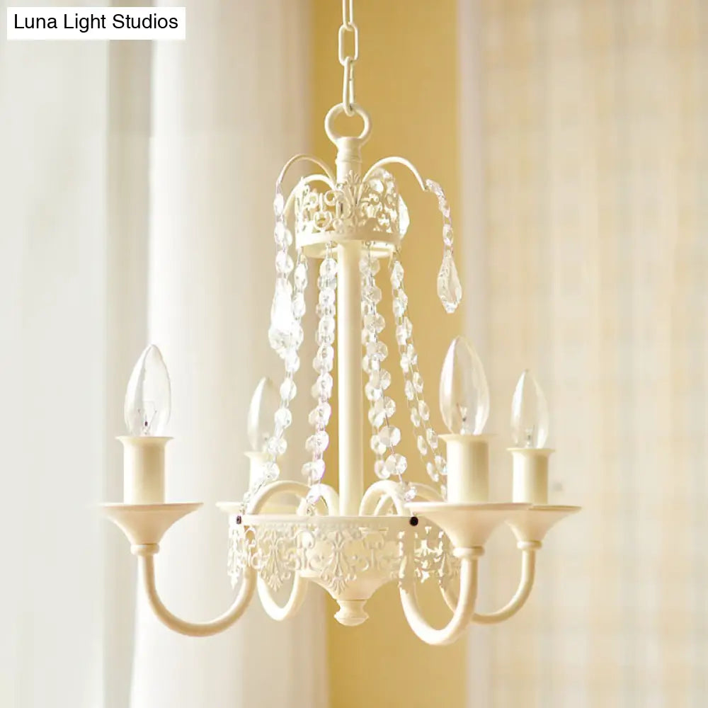 Rustic Metal And Crystal Candle Hanging Light - 4/6 Lights Chandelier For Living Room