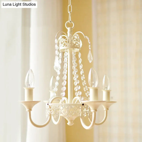 Rustic Metal And Crystal Candle Hanging Light - 4/6 Lights Chandelier For Living Room